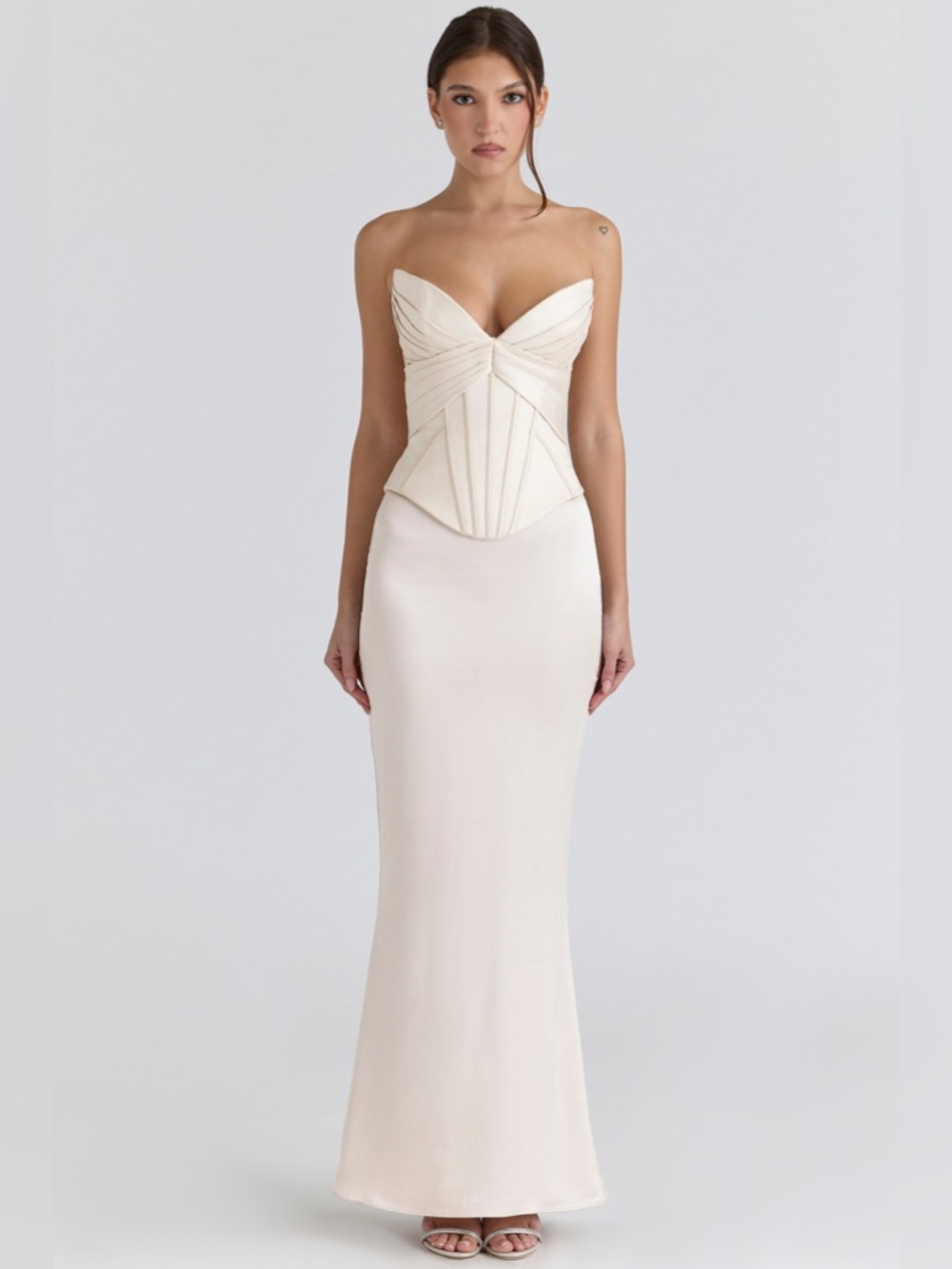 House of CB Eve size L A-C  Ivory Satin Corset Maxi Dress - Limited Edition - Picture 9 of 17